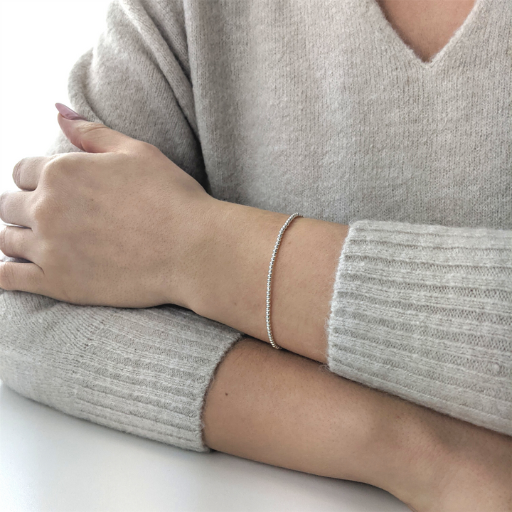 925 sterling silver tiny bead bracelet for stacking