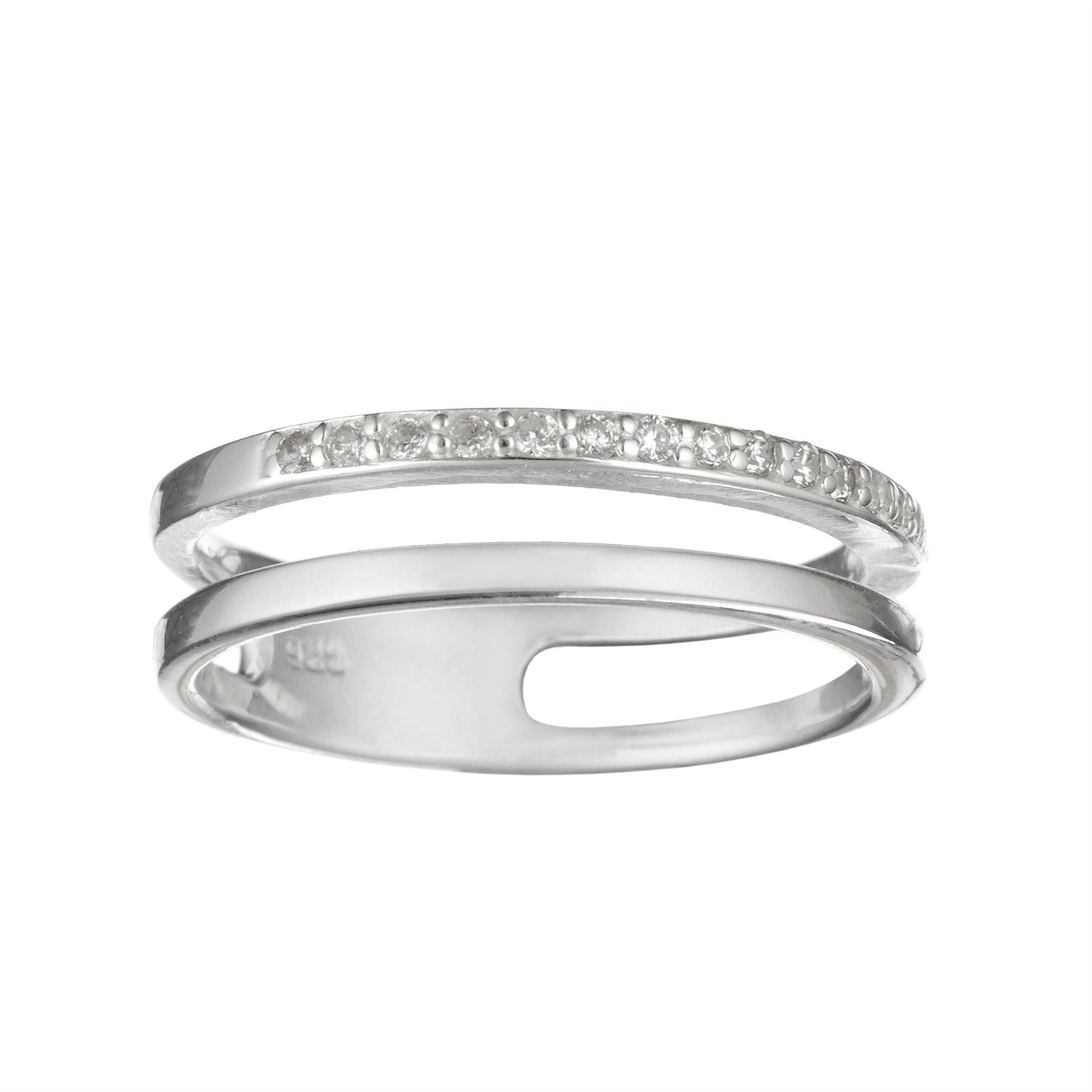 Sterling Cubic Zirconia Double Ring Eternity Multi Band
