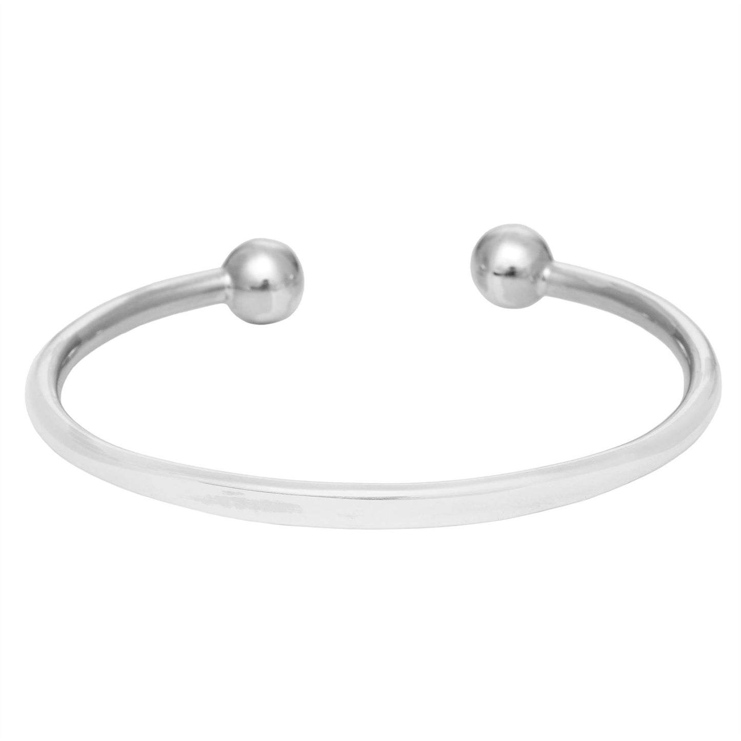 Sterling Silver Solid Identity Torque Adjustable Bangle - Silverly
