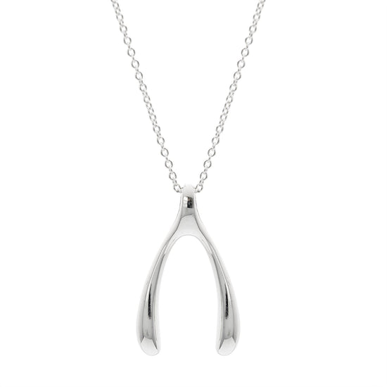 Sterling Silver Cute Wishbone Charm Pendant Necklace w/ Curb Chain