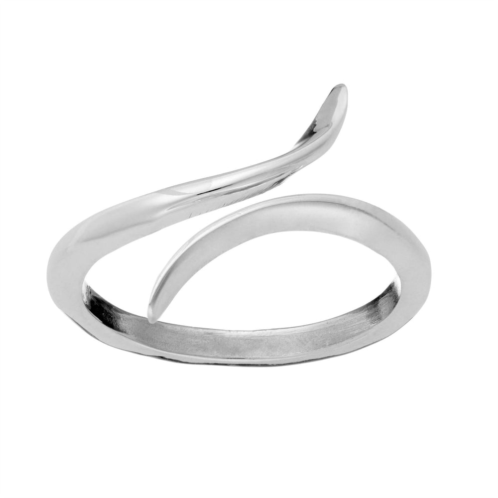 Sterling Silver Elegant Curved Tip Ribbon Wraparound Bypass Ring