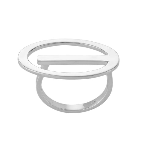 Sterling Silver Long Oval Ring - .925 Silver, Adjustable, Choose Your Color Finish