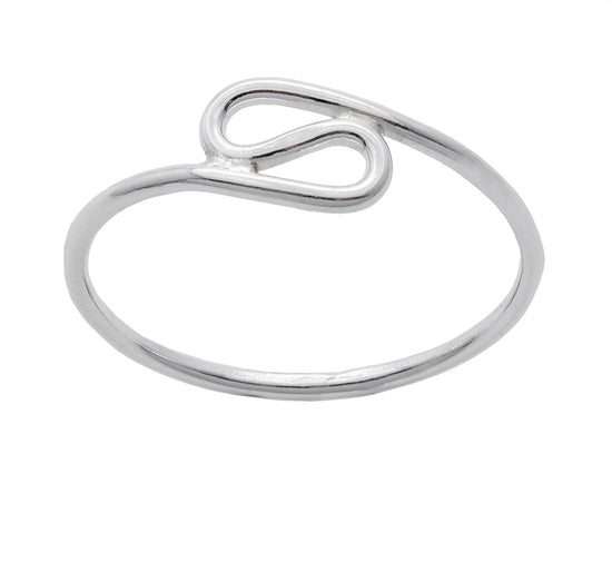 Sterling Silver Wave Loop Pinky Midi Finger Toe Ring Simple Thin Band