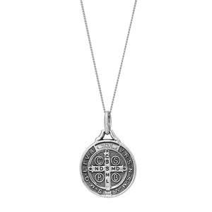 
                  
                    Sterling Silver St Benedict Medallion Coin Shaped Pendant Necklace
                  
                