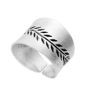 
                  
                    Karen Hill Tribe Silver Wide Engraved Leaf Vine Adjustable Ring
                  
                
