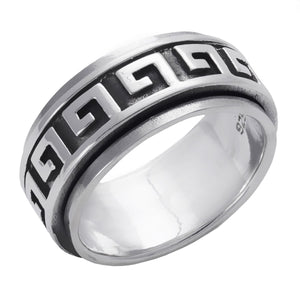 
                  
                    Sterling Silver Chunky Wide Greek Key Spinner Ring Fidget Band
                  
                