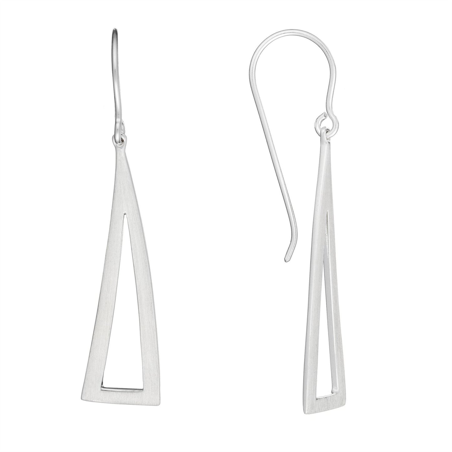 Sterling Silver Geometric Long Triangle Dangle Earrings - Silverly