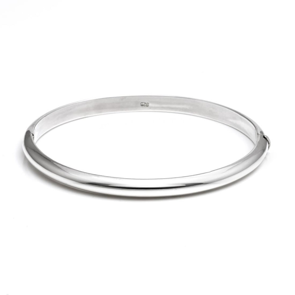 Sterling Silver 5 mm Round Hinged Bangle - Silverly