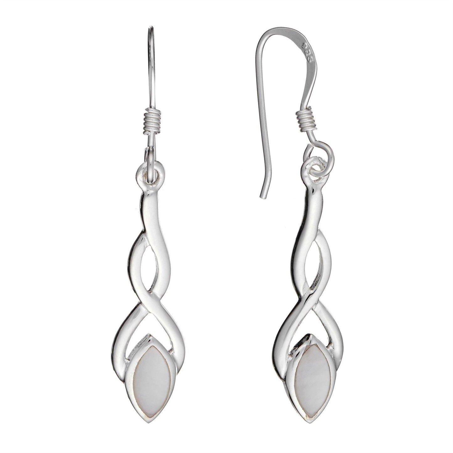 Sterling Silver Mother of Pearl Celtic Knot Earrings - Silverly