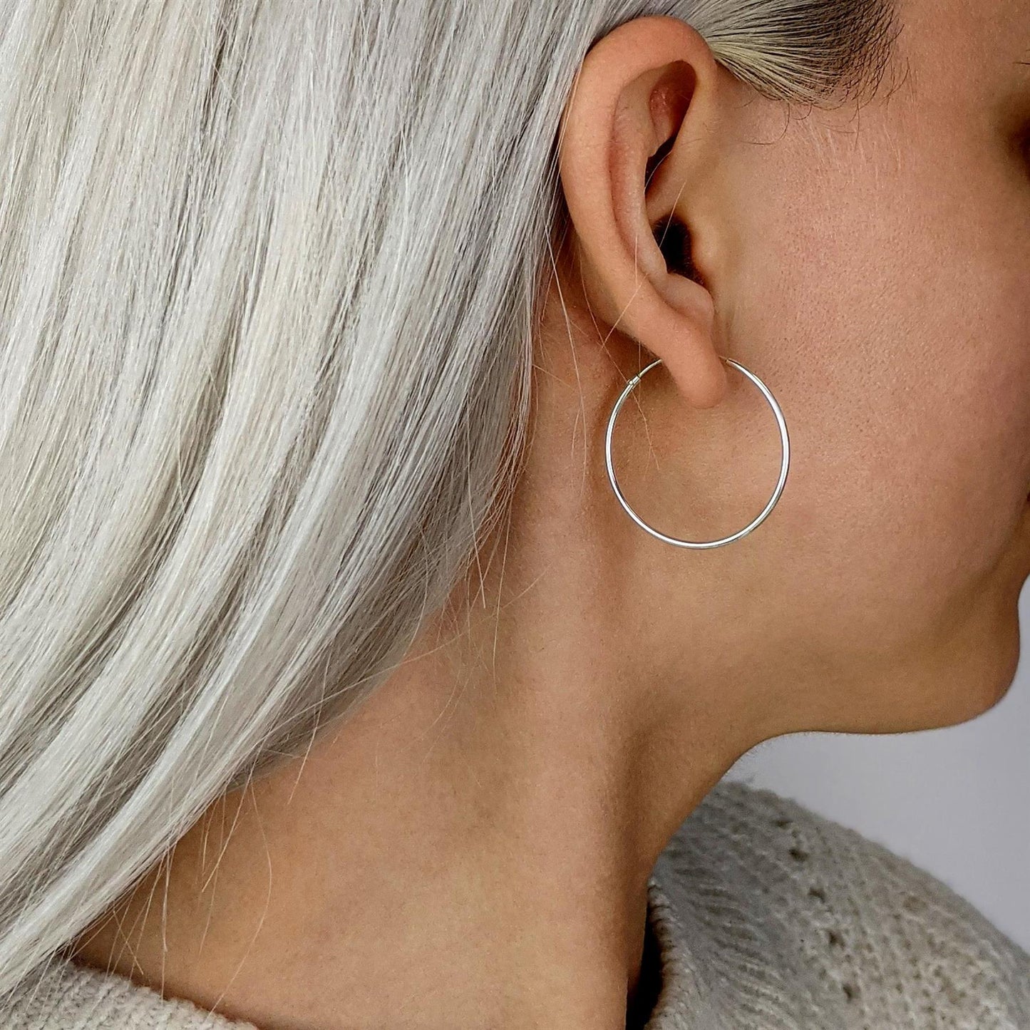 Sterling silver sleeper hoop earrings