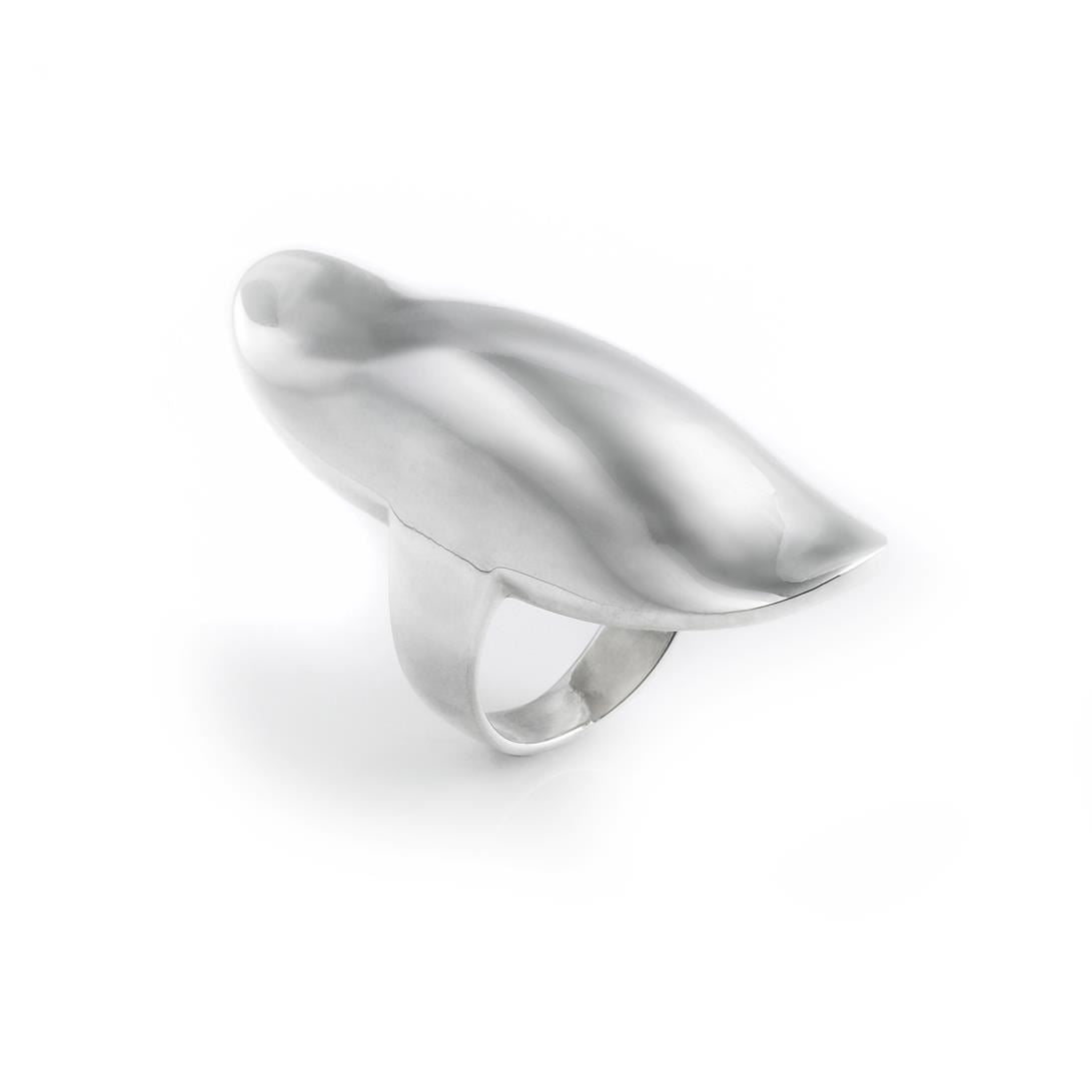 Full finger armour ring in 925 sterling silver — chunky 43mm knuckle band with polished finish