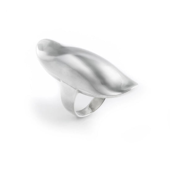 Full finger armour ring in 925 sterling silver — chunky 43mm knuckle band with polished finish