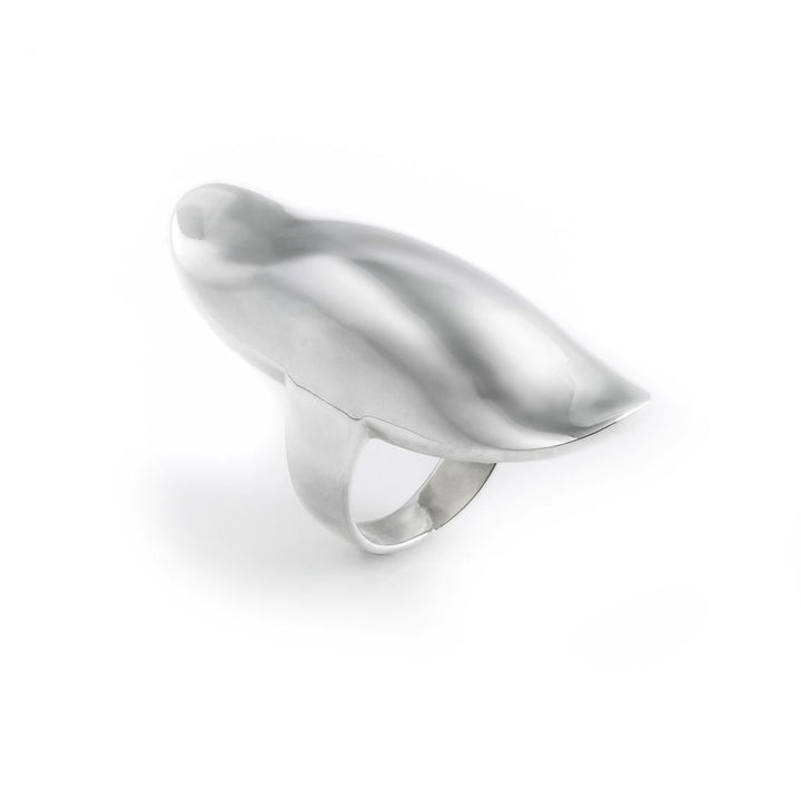 Full finger armour ring in 925 sterling silver — chunky 43mm knuckle band with polished finish