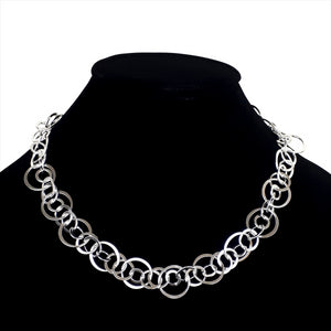 
                  
                    Sterling Silver Statement Interlocking Circles Modern Chain Necklace
                  
                