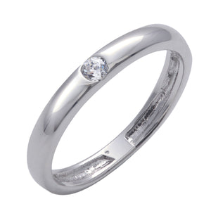 
                  
                    Sterling Silver Cubic Zirconia Solitaire Flush Band Ring - Silverly
                  
                