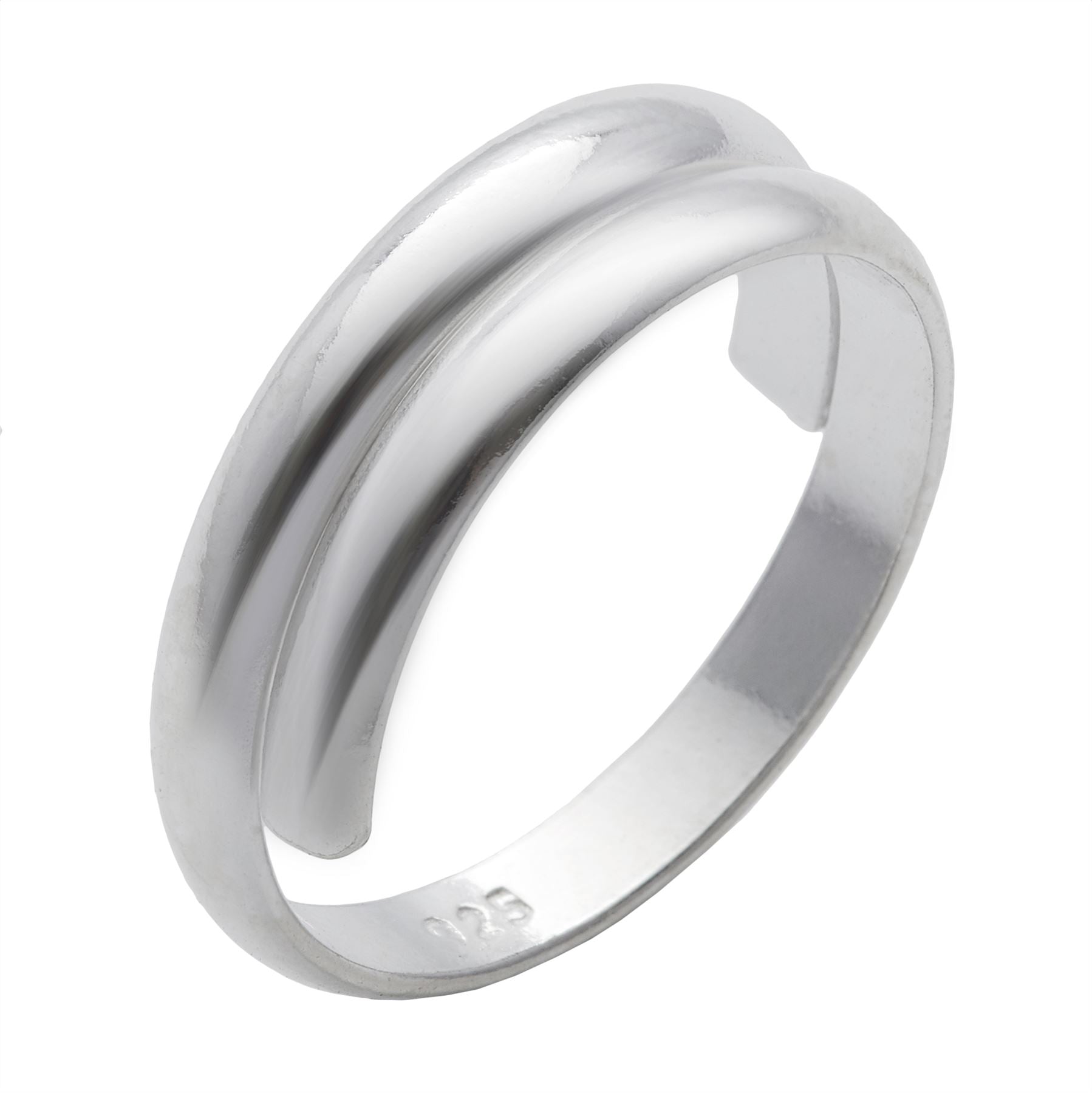 Sterling Plain Adjustable Wraparound Toe Ring Overlapping Band