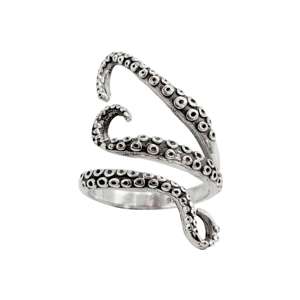 FashionJunkie4Life Sterling Silver Octopus Tentacles Wrap Ring - Sizes 6-10, Unique Statement Jewelry