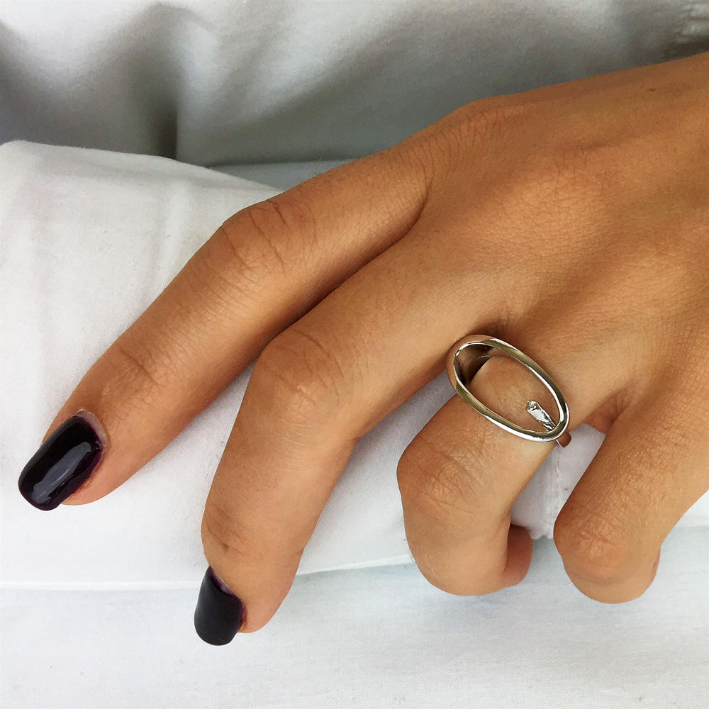 
                  
                    Sterling Silver Chunky Minimalist Statement Modern Open Loop Ring
                  
                