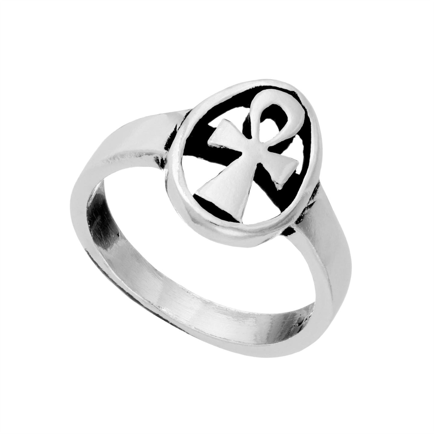 
                  
                    Sterling Silver Oxidised Open Oval Coptic Cross Ring Gothic Design
                  
                