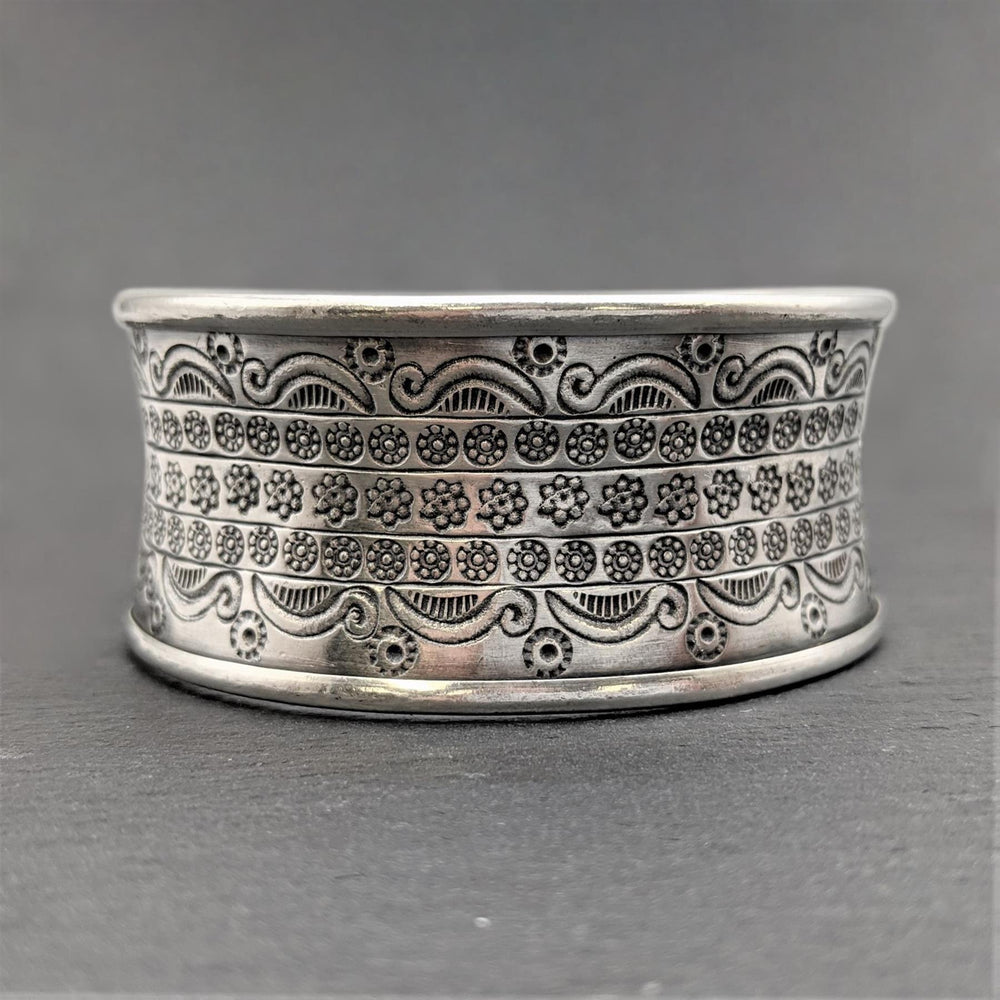 
                  
                    Hill Tribe Silver Wide Engraved Motif Adjustable Cuff Bangle
                  
                