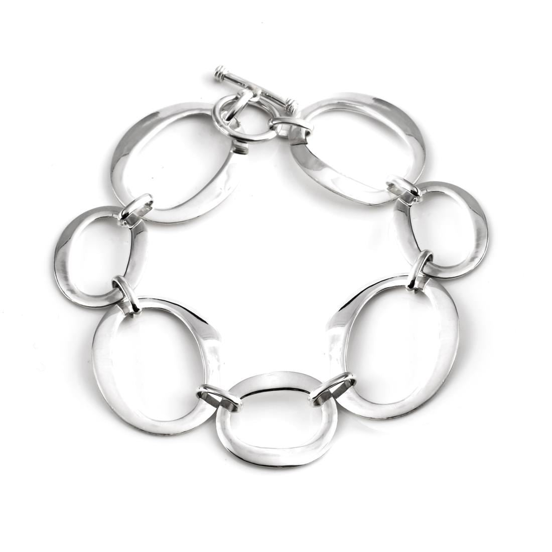 Sterling Silver Open Oval Link Bracelet - Silverly