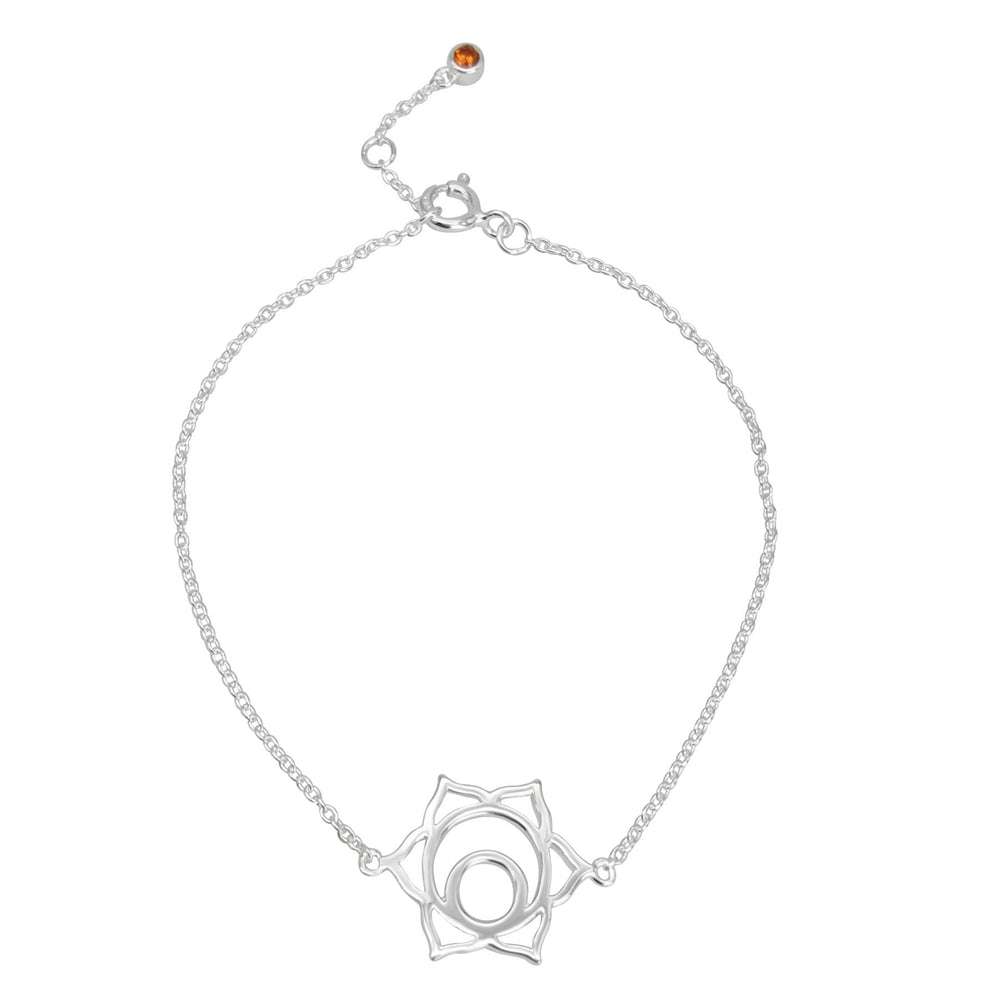 Sterling Silver Cut-Out Sacrum Chakra Thin Cable Chain Bracelet