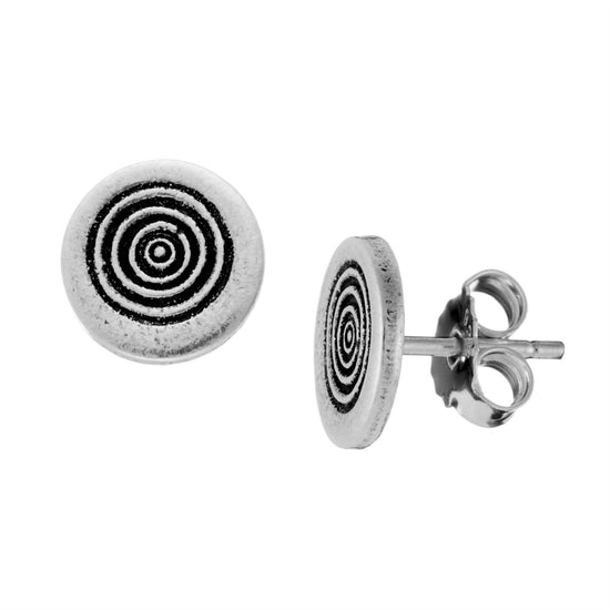 Karen Hill Tribe Silver Round Studs Circle Disc Stud Earrings