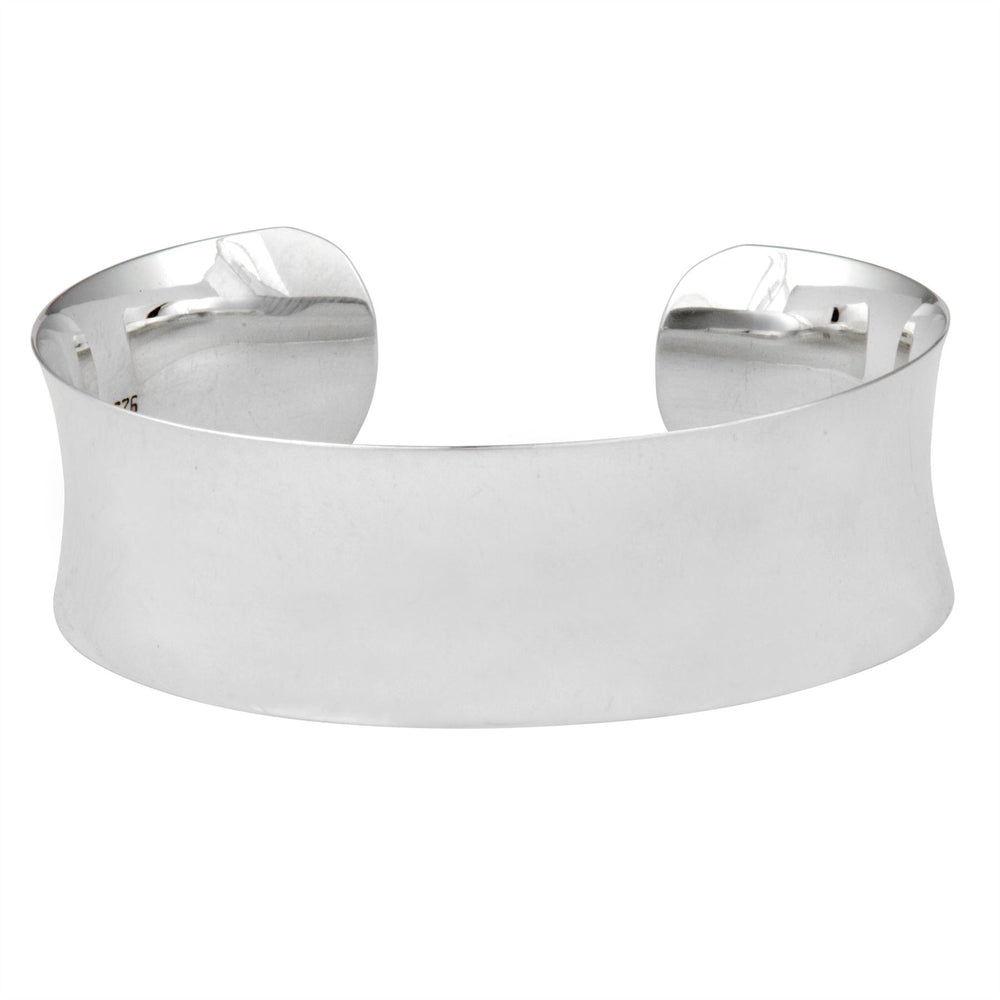 Sterling Silver Polished Plain Concave Adjustable Bracelet - Silverly