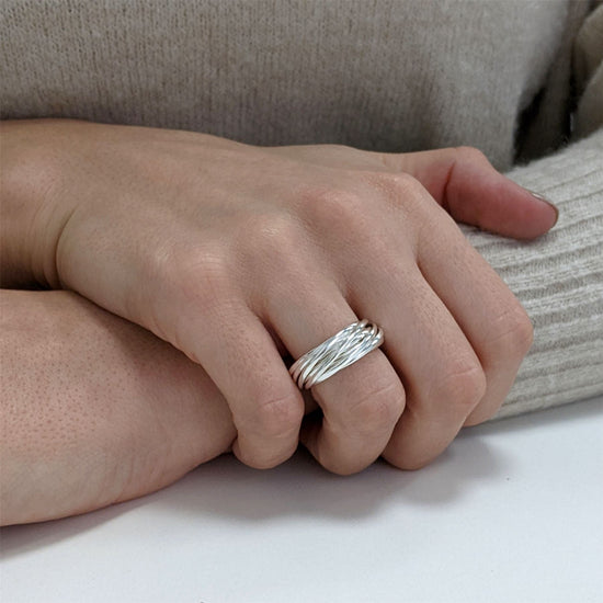 
                    
                      Sterling Silver Twelve Interlocking Ring - Silverly
                    
                  