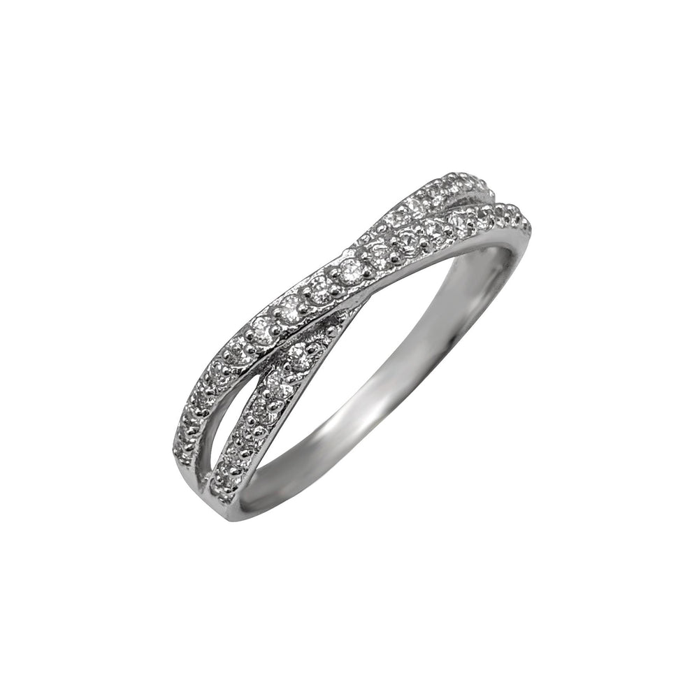 
                  
                    Sterling Silver Cubic Zirconia Criss-Cross Cage Ring Engagement Band
                  
                