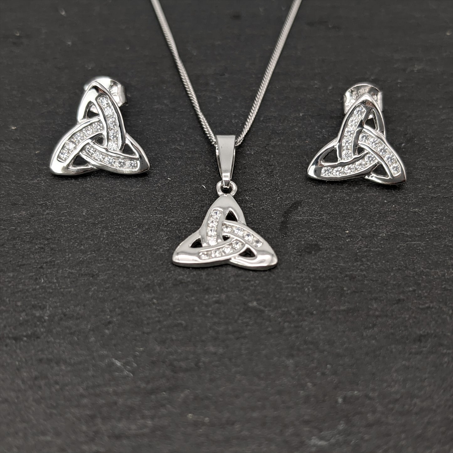 
                  
                    Sterling Silver Cubic Zirconia Small Trinity Knot Jewellery Set
                  
                