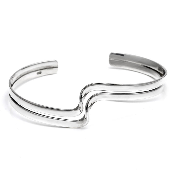 Sterling Silver Swirl Twist Bangle - Silverly
