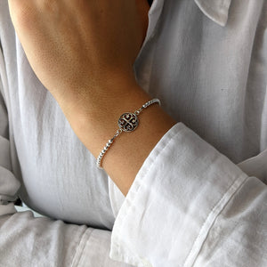 
                  
                    Sterling Silver Celtic Four Leaf Clover Ball Chain Beaded Bracelet
                  
                