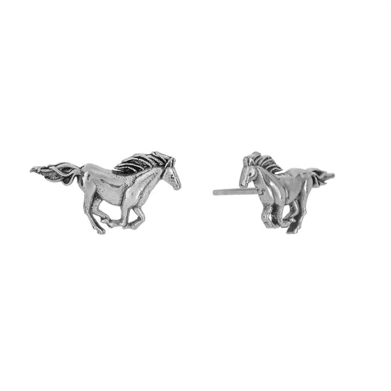 Sterling Silver Running Horse Stud Earrings Animal Studs