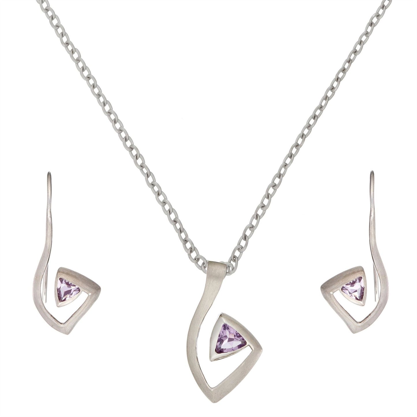 Sterling Silver Amethyst Musical Note Set - Silverly