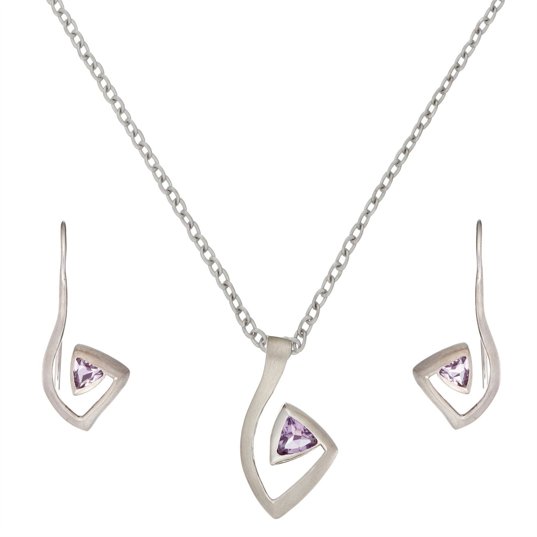 Sterling Amethyst Geometric Spiral Jewellery Set