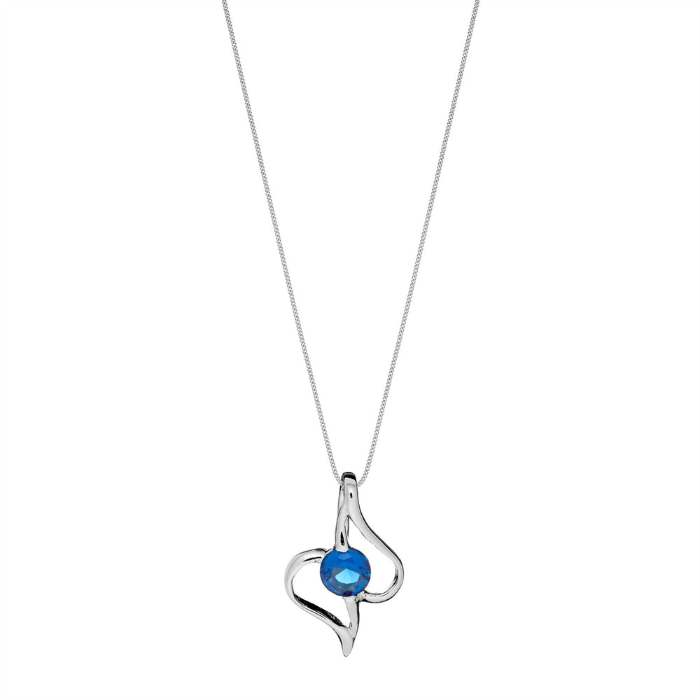 
                  
                    Sterling Silver Blue Crystal Abstract Heart Teardrop Pendant Necklace
                  
                