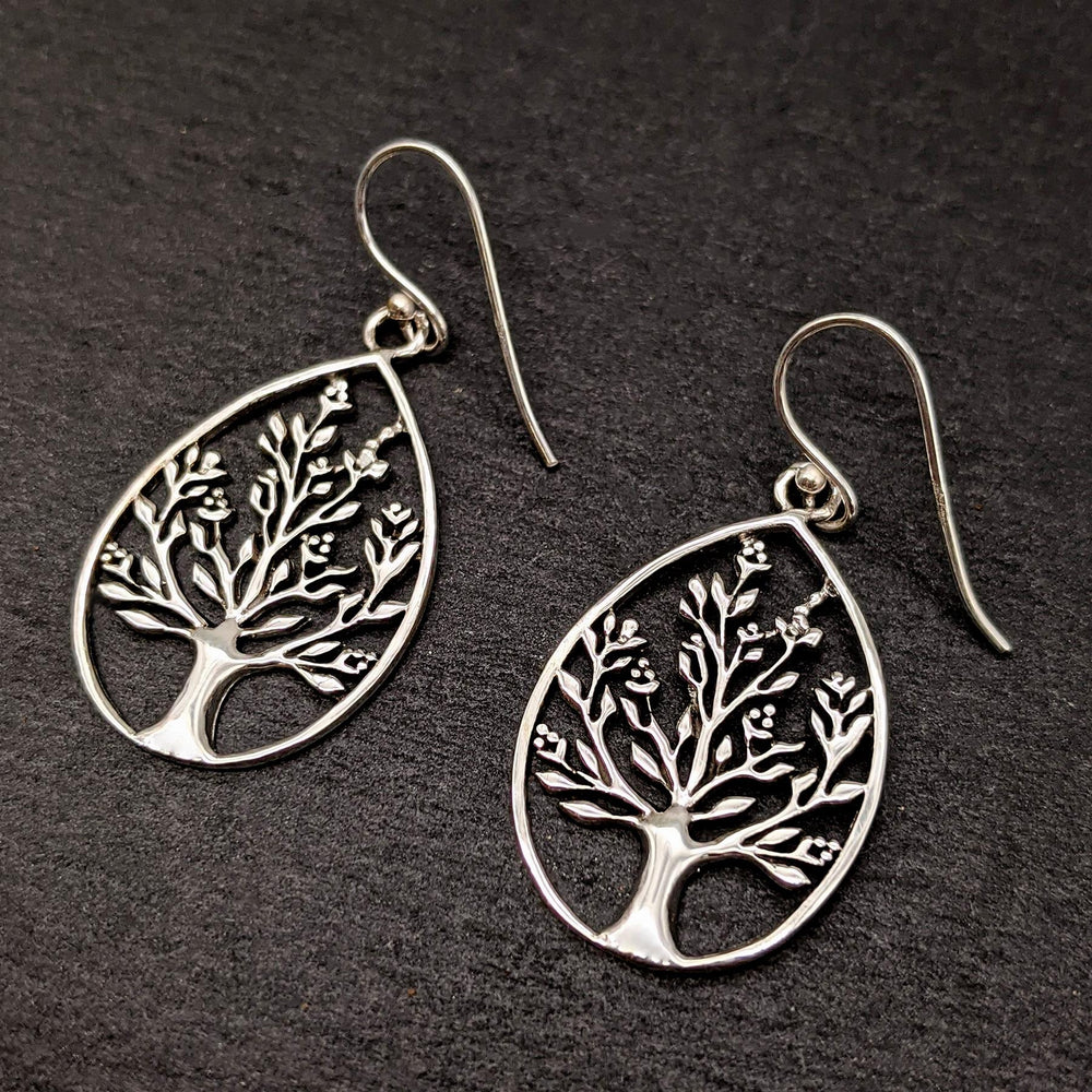
                  
                    Sterling Silver Detailed Filigree Tree Teardrop Dangle Earrings
                  
                
