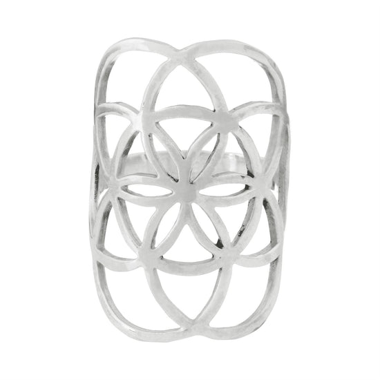 Sterling Silver Wide Seed of Life Ring - Armour Design