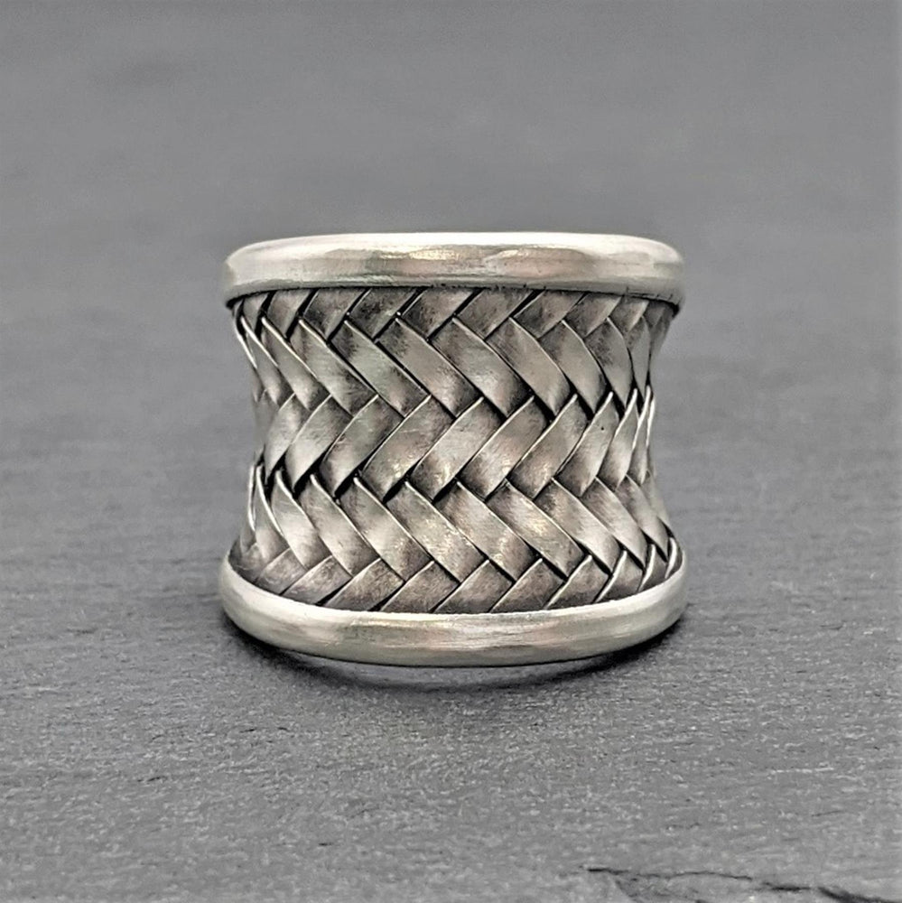 
                  
                    Hill Tribe Silver Woven Wide Band Adjustable Ring Thumb & Fingers
                  
                