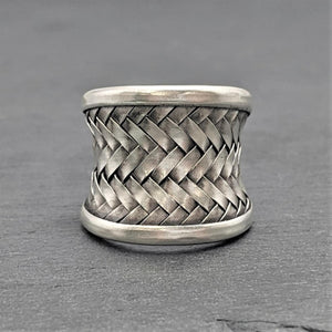 
                  
                    Hill Tribe Silver Woven Wide Band Adjustable Ring Thumb & Fingers
                  
                