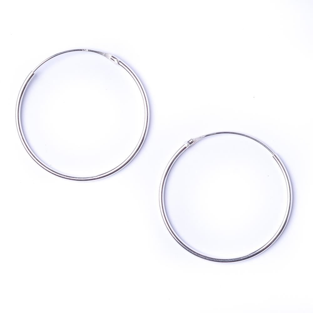 Thin sterling silver hoop earrings - 30mm medium sleeper hoops