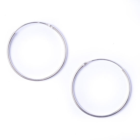Thin sterling silver hoop earrings - 30mm medium sleeper hoops