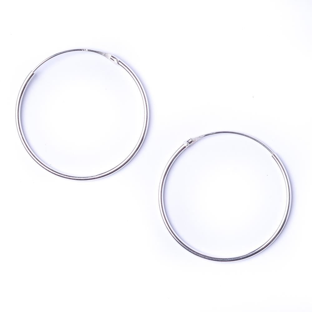 Sterling Silver 1.2 mm 30 mm Medium Thin Hoops Sleeper Hoop Earrings