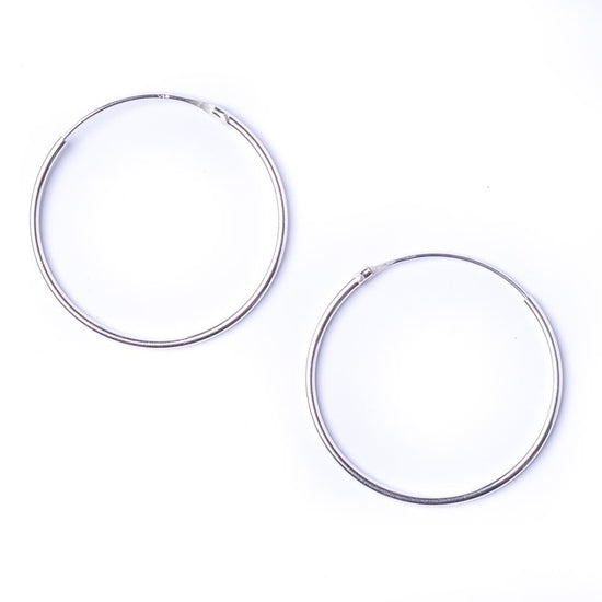 Sterling Silver 1.2 mm 30 mm Medium Thin Hoops Sleeper Hoop Earrings