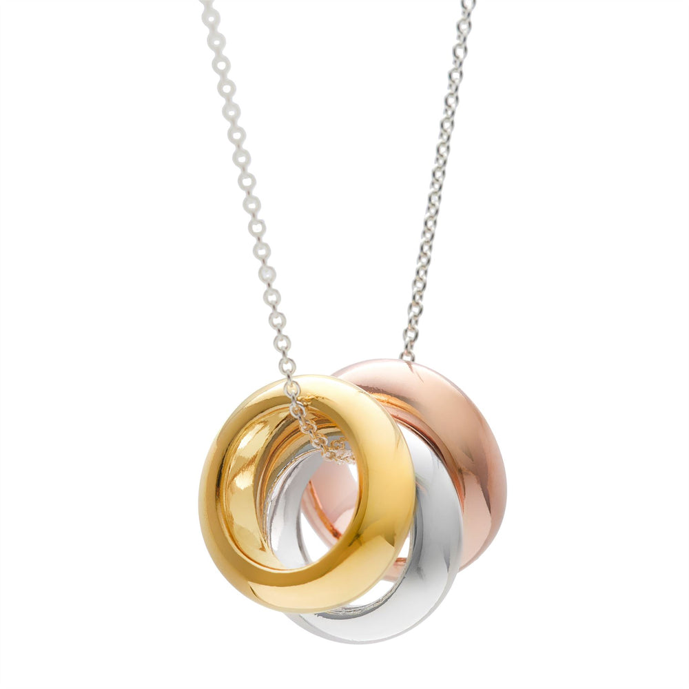 
                  
                    Rose Yellow Gold Plated Sterling Silver Triple Ring Pendant Necklace
                  
                