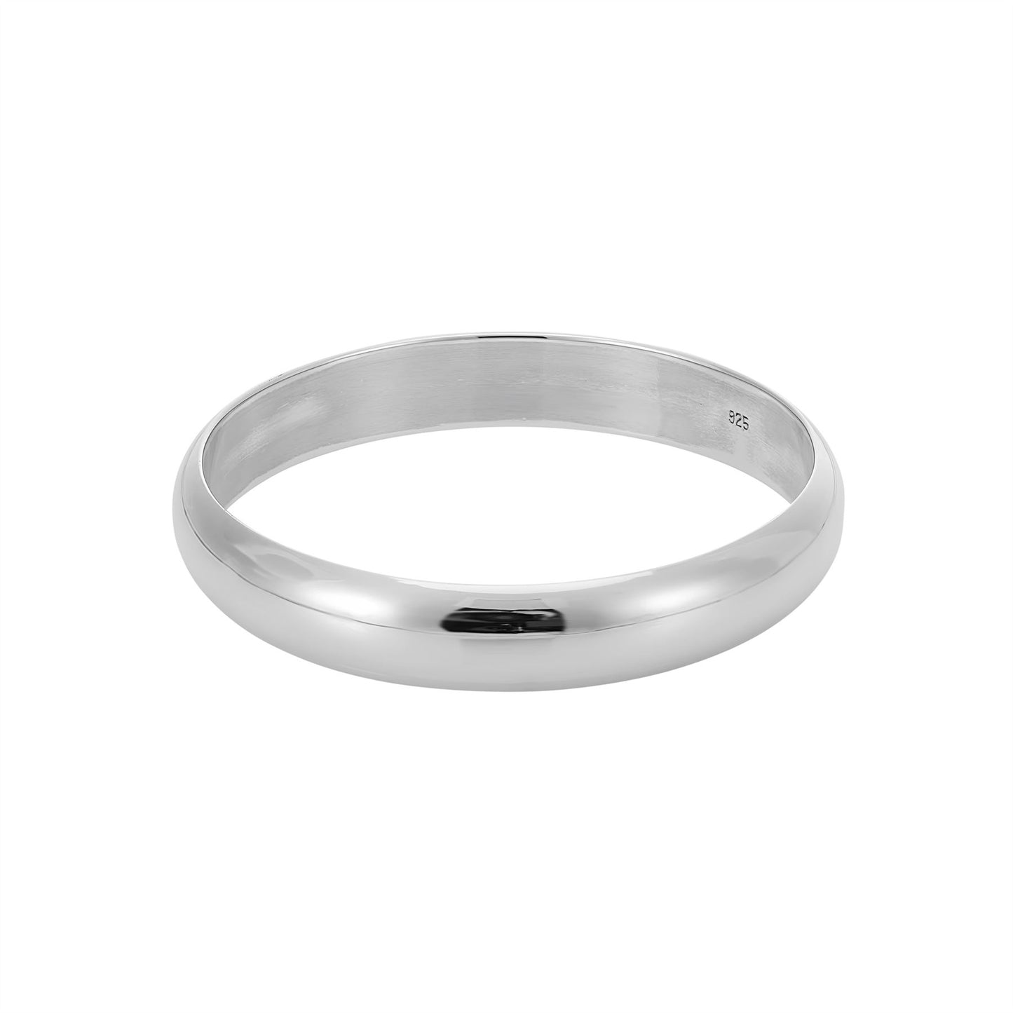 Chunky sterling silver bangle bracelet for women — 12mm wide D-shape band in 925 silver