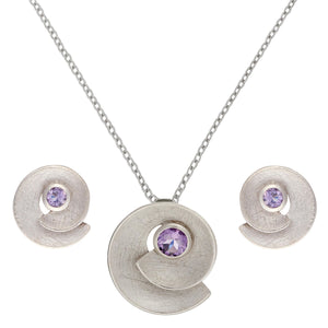 
                  
                    Sterling Silver Amethyst Spiral Round Shell Set - Silverly
                  
                