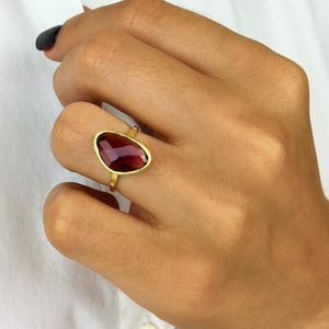 
                  
                    Brushed Gold Plated Sterling Silver Irregular Purple Amethyst Ring
                  
                