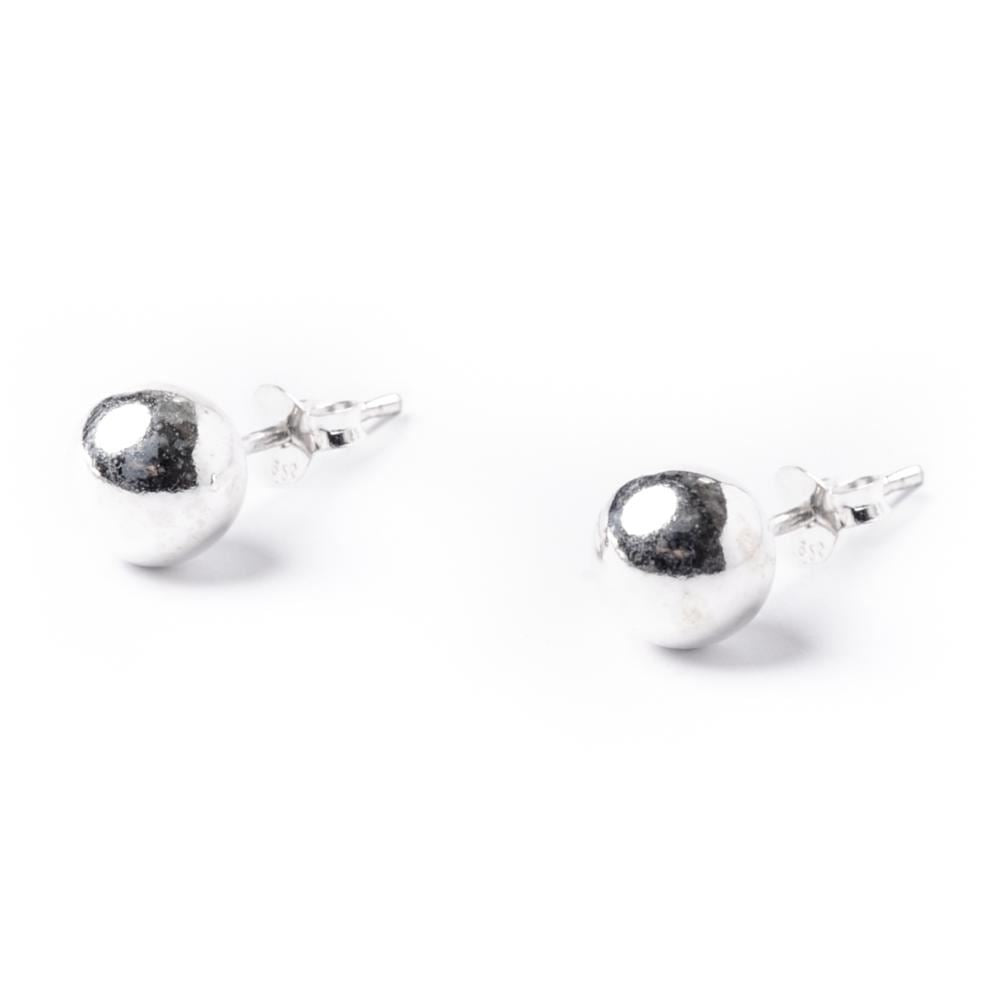 Sterling Silver 5 mm Simple Round Bead Stud Earrings Ball Studs